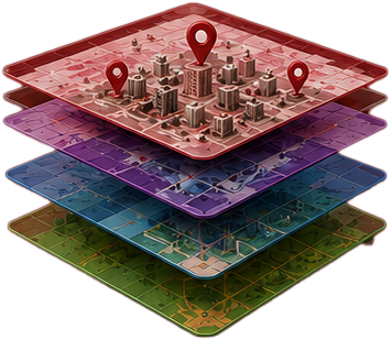 stacked map data layers
