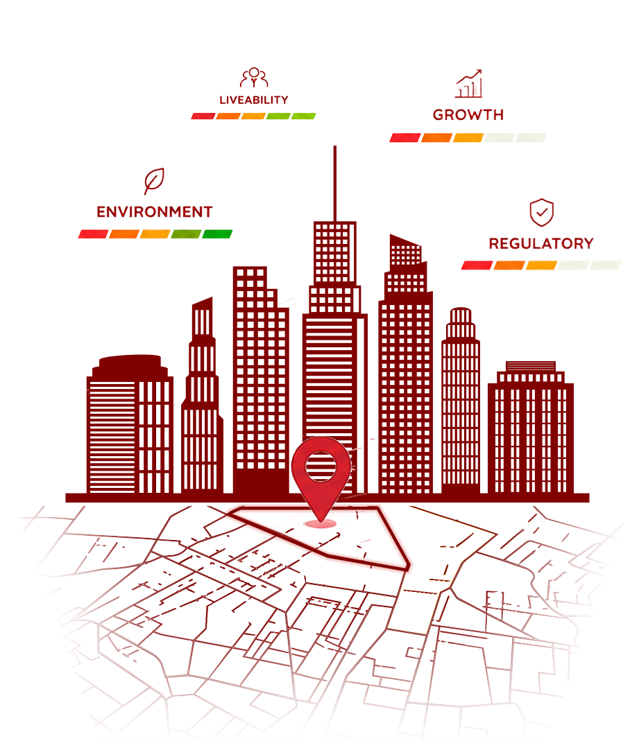 Floating island showing property intelligence layers