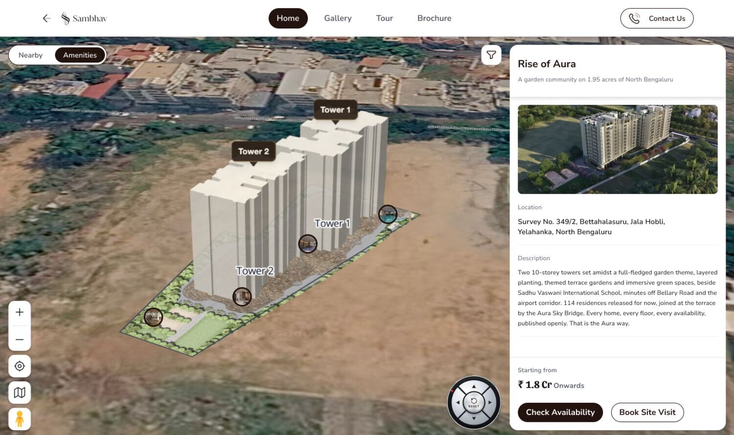 3D apartment towers on satellite