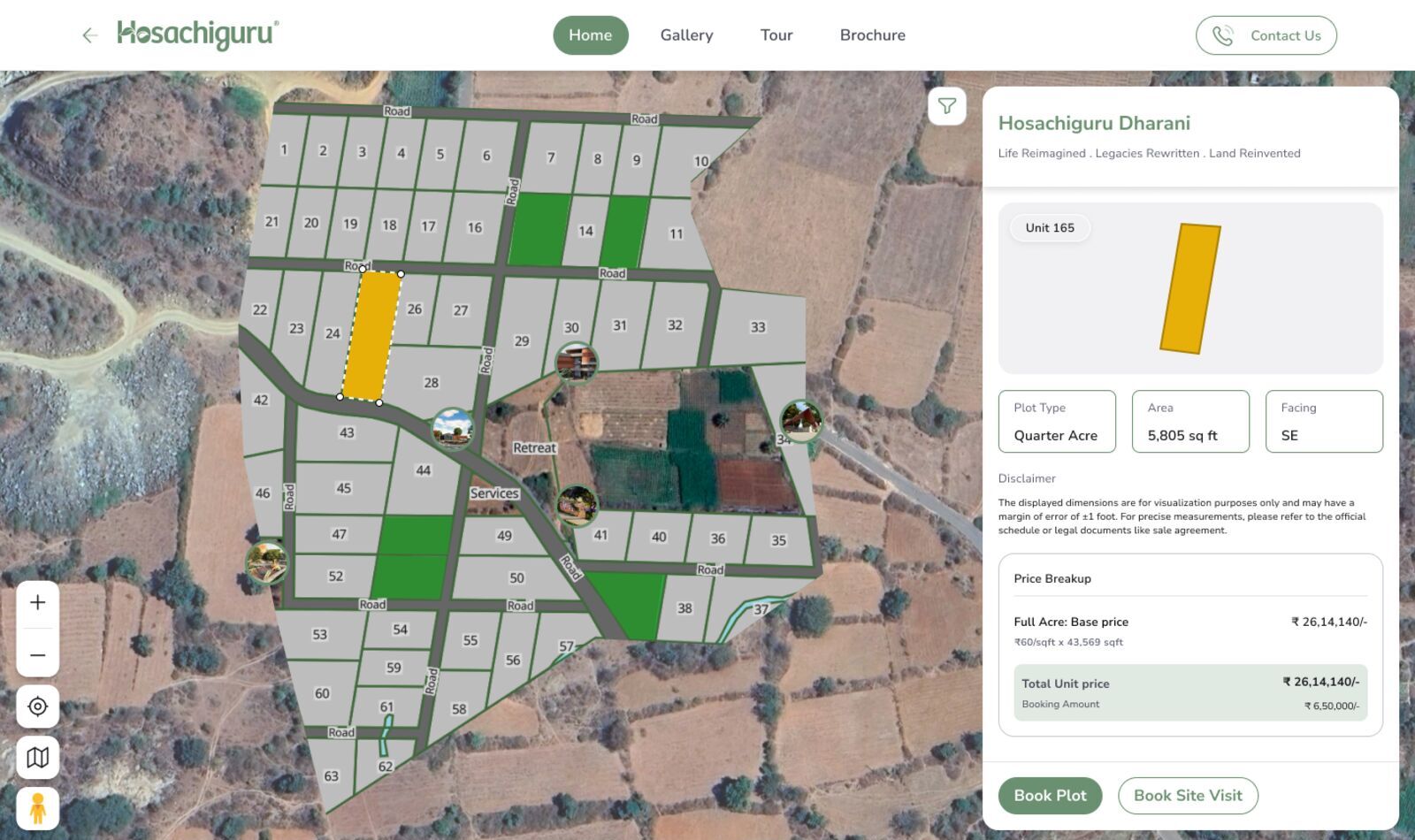 Plots mapped on satellite imagery